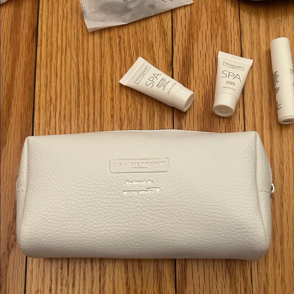The White Company White Leather Pouch with Toiletries